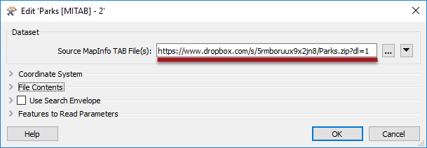 Reading from a Dropbox URL